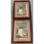 2 framed & glazed vintage style prints of young girls in Victorian dress.
