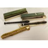5 boxed and unboxed vintage musical recorders. To include Dolmetsch.