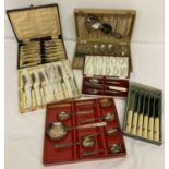 A collection of boxed vintage cutlery sets to include fish knives & forks and fruit sets.
