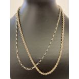 2 silver chain necklaces. A 20 inch belcher chain together with a 20 inch rope chain.