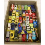 A tray of assorted 1:72 scale diecast cars, vans and trucks to include A-Team black and red van.