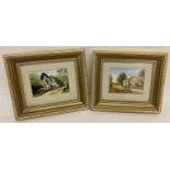 2 framed and glazed small oil on board paintings signed George 87.