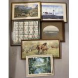 A collection of framed and glazed and framed, oil and watercolour paintings and prints.