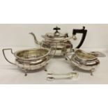 A Victorian silver plated matching teapot, sugar bowl and milk jug.