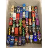 A tray of 45 Hot Wheels 1:72 scale diecast vehicles.