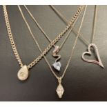 4 silver stone set necklaces.