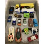 A tray of approx. 16 assorted diecast vehicles of various scales, mostly Hot Wheels.