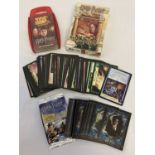 A collection of assorted Harry Potter card games and trading cards.