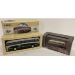 2 boxed Corgi buses, #97170 Classic Commercials Burlingham Seagull Woods, 1993.