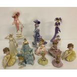 A collection of vintage a modern ceramic and resin figurines to include Thomas Kinkade.