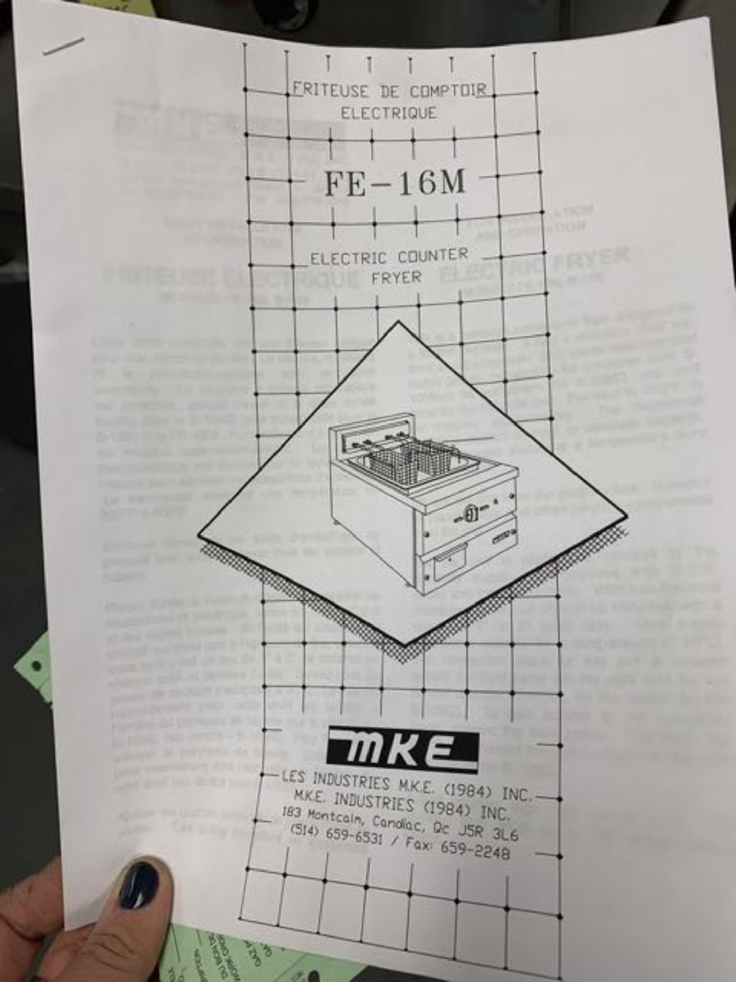 Friteuse élec . MKE NEUVE - # FE-16 M - style sur comptoir - 18 x 31" P - Image 3 of 4