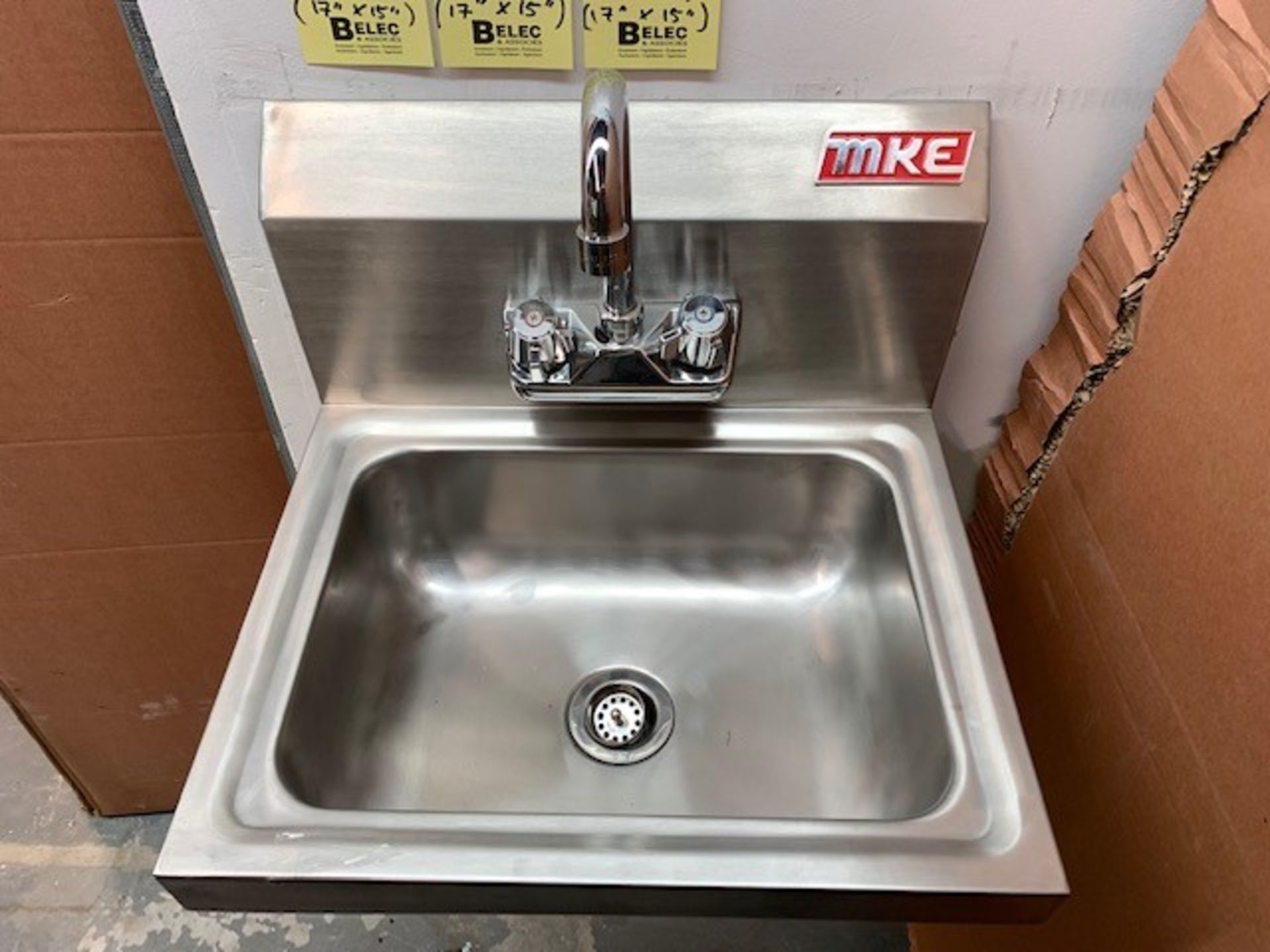 NEW Stainless Steel MKE Hand Wash Sink, 17'' x 15'', c/w faucet