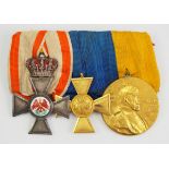 Preussen: Große Ordenschnalle eines Offiziers mit 3 Auszeichnungen.<