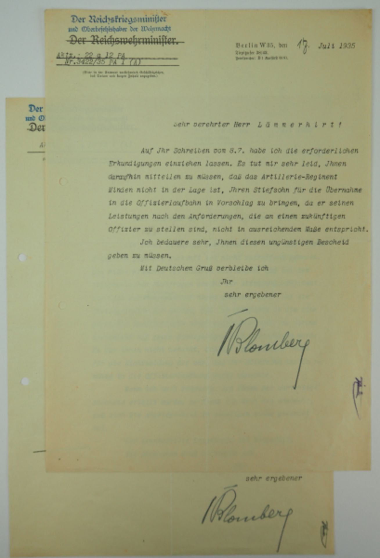 v. Blomberg, Werner. - Image 3 of 4