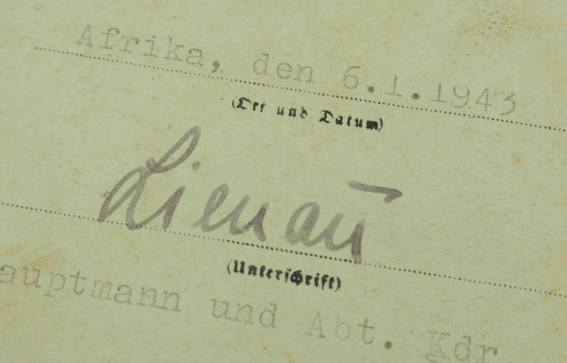 Panzerkampfabzeichen Urkunde für einen Gefreiten im Stab/ Pz. Aufkl. Abt. 33 - AFRIKA.< - Bild 2 aus 2