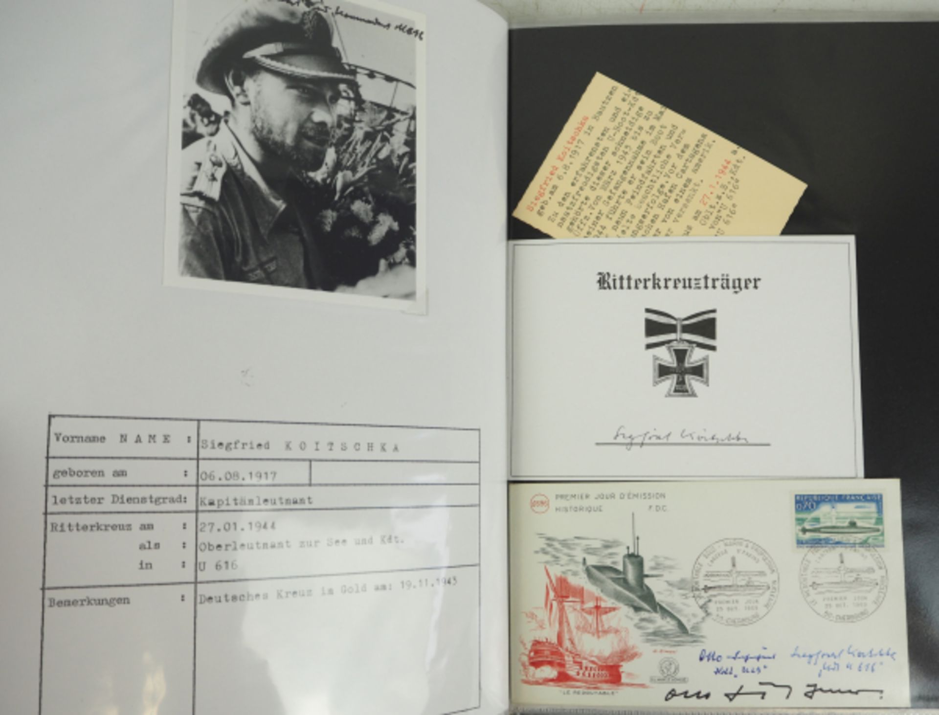 Kriegsmarine: Lot Ritterkreuzträger Autographen.< - Bild 4 aus 5