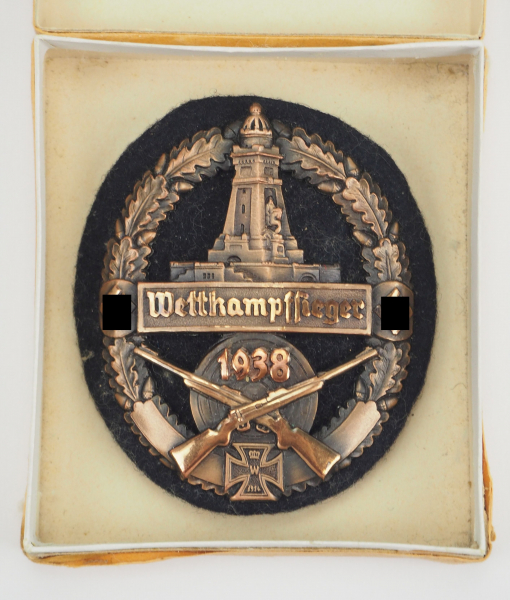 Reichskriegerbund Kyffhäuser, Ärmelabzeichen für Wettkampfsieger 1938, im Etui.