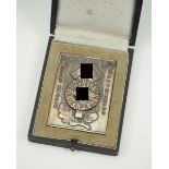 HJ Plakette Gebiet 20, Württemberg, Winterspiele Obersaufen 1941 - Sprunglauf DJ Sieger, im Etui.