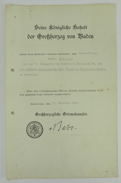 Baden: Nachlass eines Trägers der silbernen Militär-Karl-Friedrich-Verdienstmedaille der 11./ I.R. - Image 2 of 3