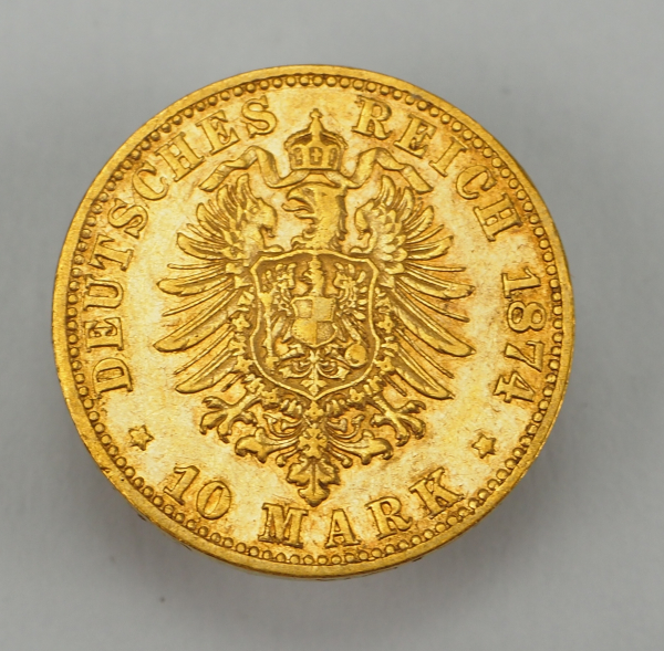 Bayern: 10 Mark - 1874 D. - Image 2 of 2