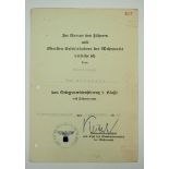 Kriegsverdienstkreuz, 2. Klasse mit Schwertern Urkunde für einen Freiwilligen - Wilhelm Keitel.