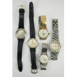 Lot von 5 Herren Armbanduhren - Omega / Tissot / Kienzle.