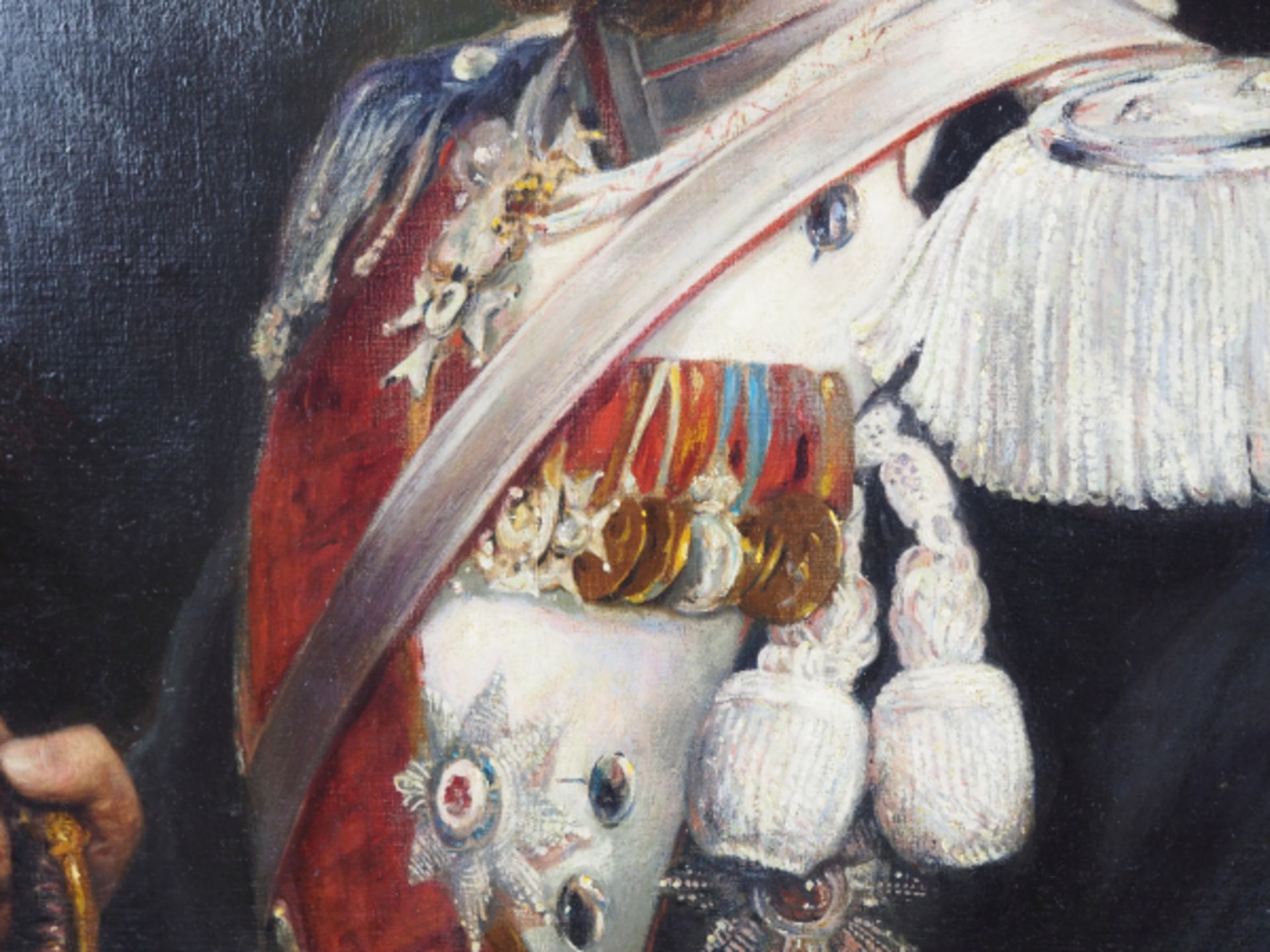 Lippe: Gemälde von Leopold IV. Fürst zu Lippe als Oberst à la Suite des 1. Garde-Ulanen-Regiment. - Bild 2 aus 4