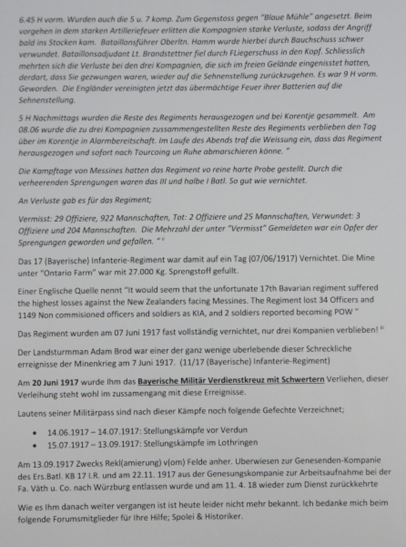 Bayern: Nachlass eines Landsturmmannes des 17. Bayer. I.R. - Überlebender der 27t Mine unter Ontario - Bild 4 aus 4