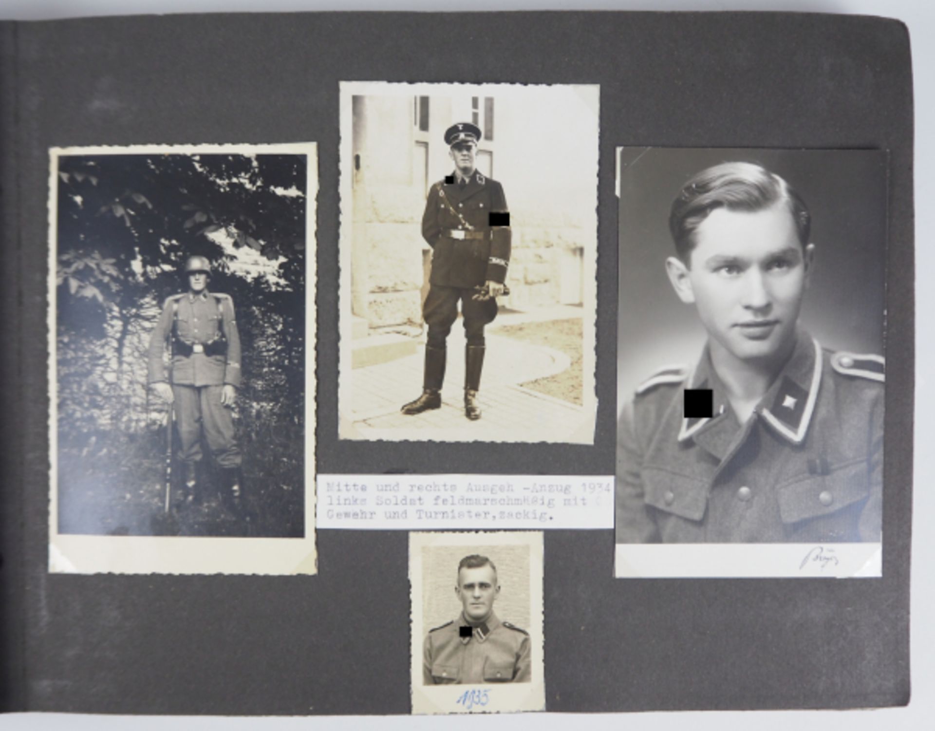 Fotoalbum eines SS-Soldaten "DEUTSCHLAND".Blauer Einband, 256 Fotos, diverse Formate, je SEite mit