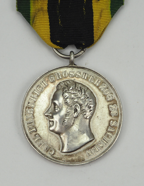 Sachsen-Weimar-Eisenach: Verdienstmedaille, Carl Friedrich (1834-1857), in Silber.Silber, am Bande.