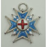 Bayern: Hausritterorden vom Heiligen Georg, Bruststern Miniatur.Silber, teilweise emailliert, das