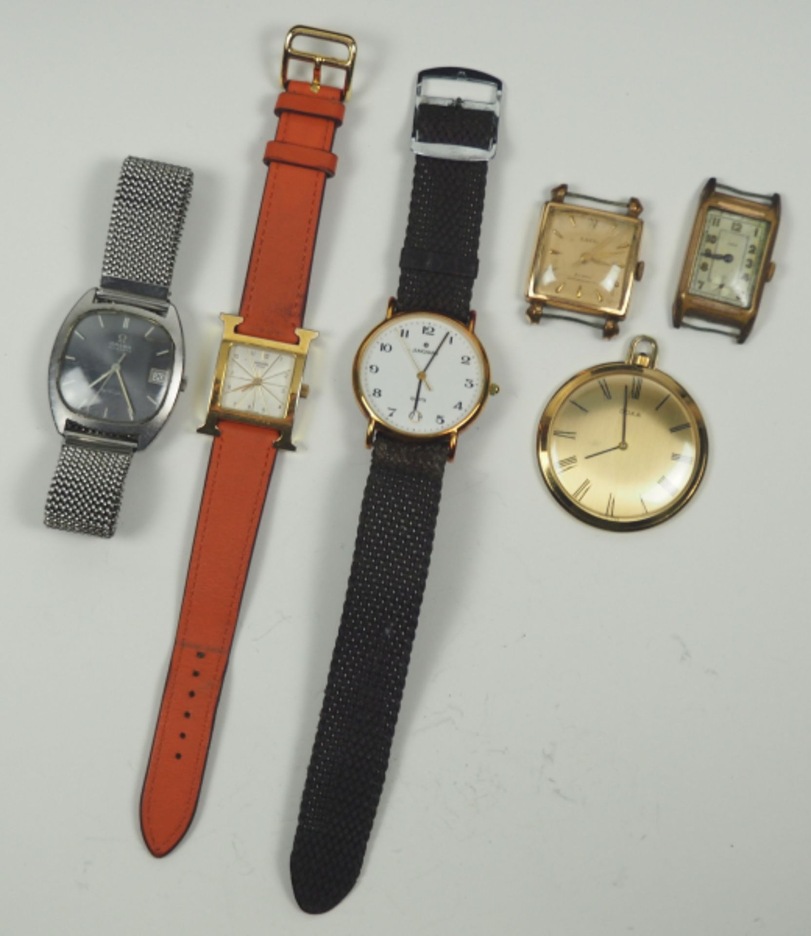 Lot Uhren.Diverse, Marken: Hermes, Doxa, Laco, Omega und Junghans.Zustand: II - Bild 2 aus 2