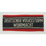 Volkssturm Ärmelband.Bedruckt, konfektioniert.Zustand: I-