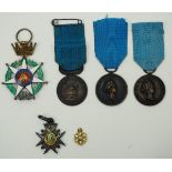 Frankreich: Orden der Biene - Sammlung.1.) Rittkreuz, 2.) Silber Medaille, 3./4.) Bronze Medaille,