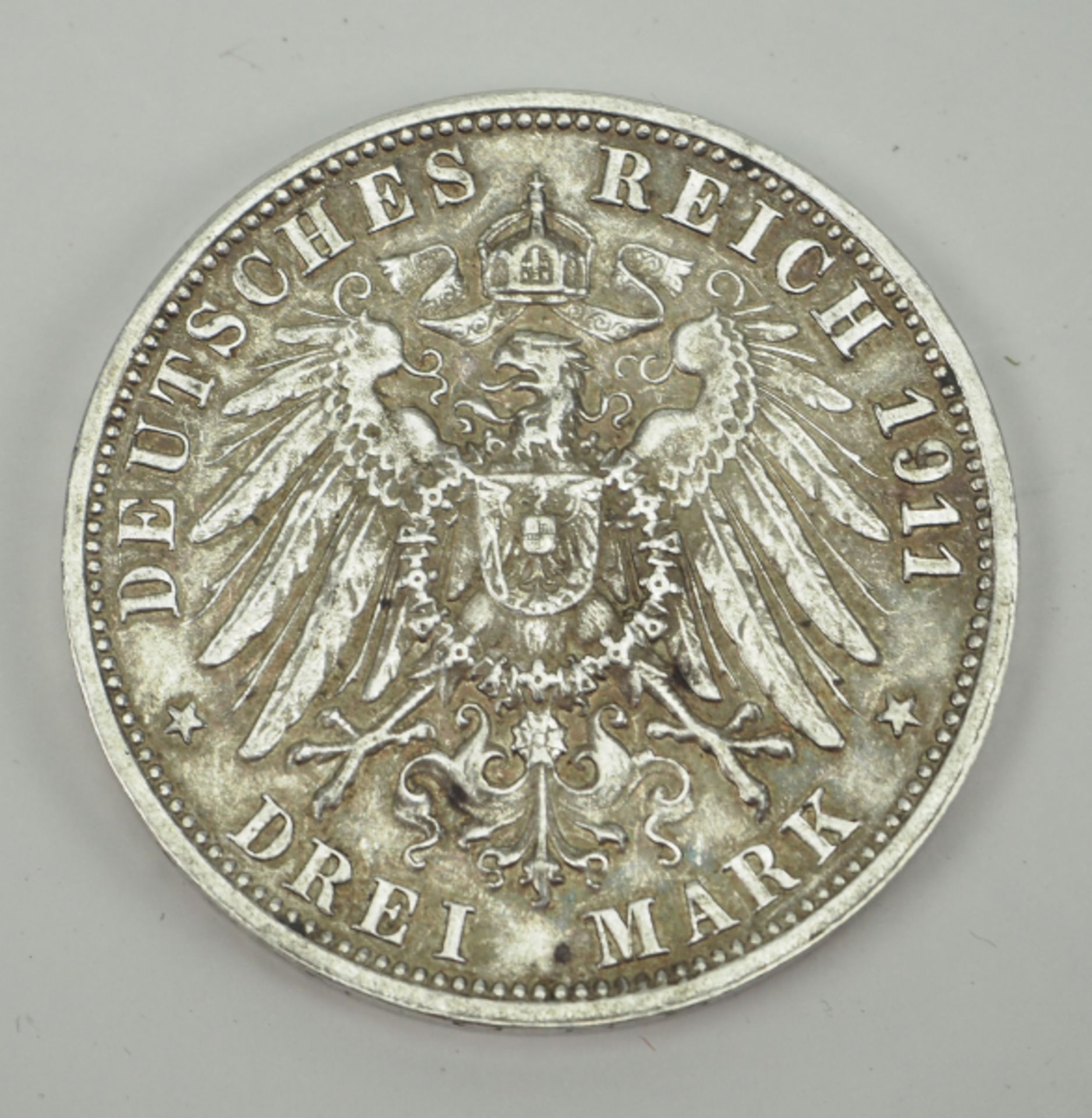 Württemberg: Wilhelm II., 3 Mark - 1911 F. Silber. Zustand: I-II - Image 2 of 2