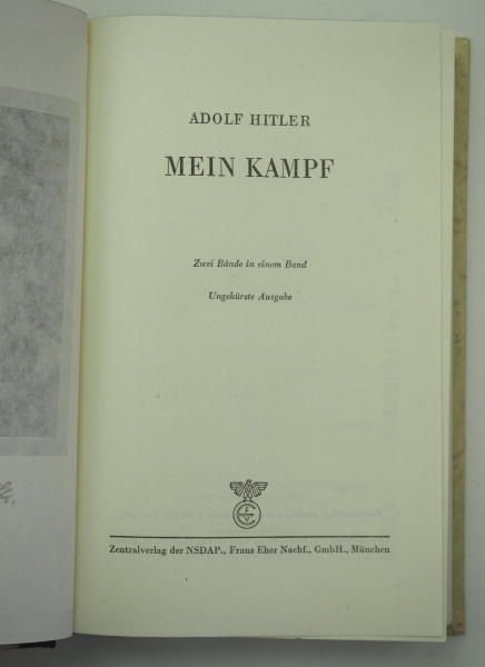 Hitler, Adolf: Mein Kampf - Hochzeitsausgabe der Gemeinde Hemsbach.Zentralverlag der NSDAP, 1942, - Image 3 of 3