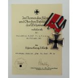 Eisernes Kreuz, 1939, 2. Klasse mit Urkunde für einen Oberschützen der 10./ Infanterie-Regiment