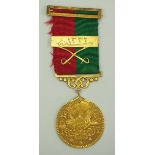 Türkei: Imtiyaz-Medaille, in Gold, mit Säbel- und Datumsspange des Mustafa Raschid Pascha.Gold,