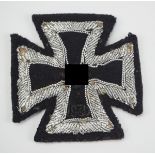 Eisernes Kreuz, 1939, 1. Klasse - Stoff.Schwarzes Tuch, silberne Metallfaden gestickte