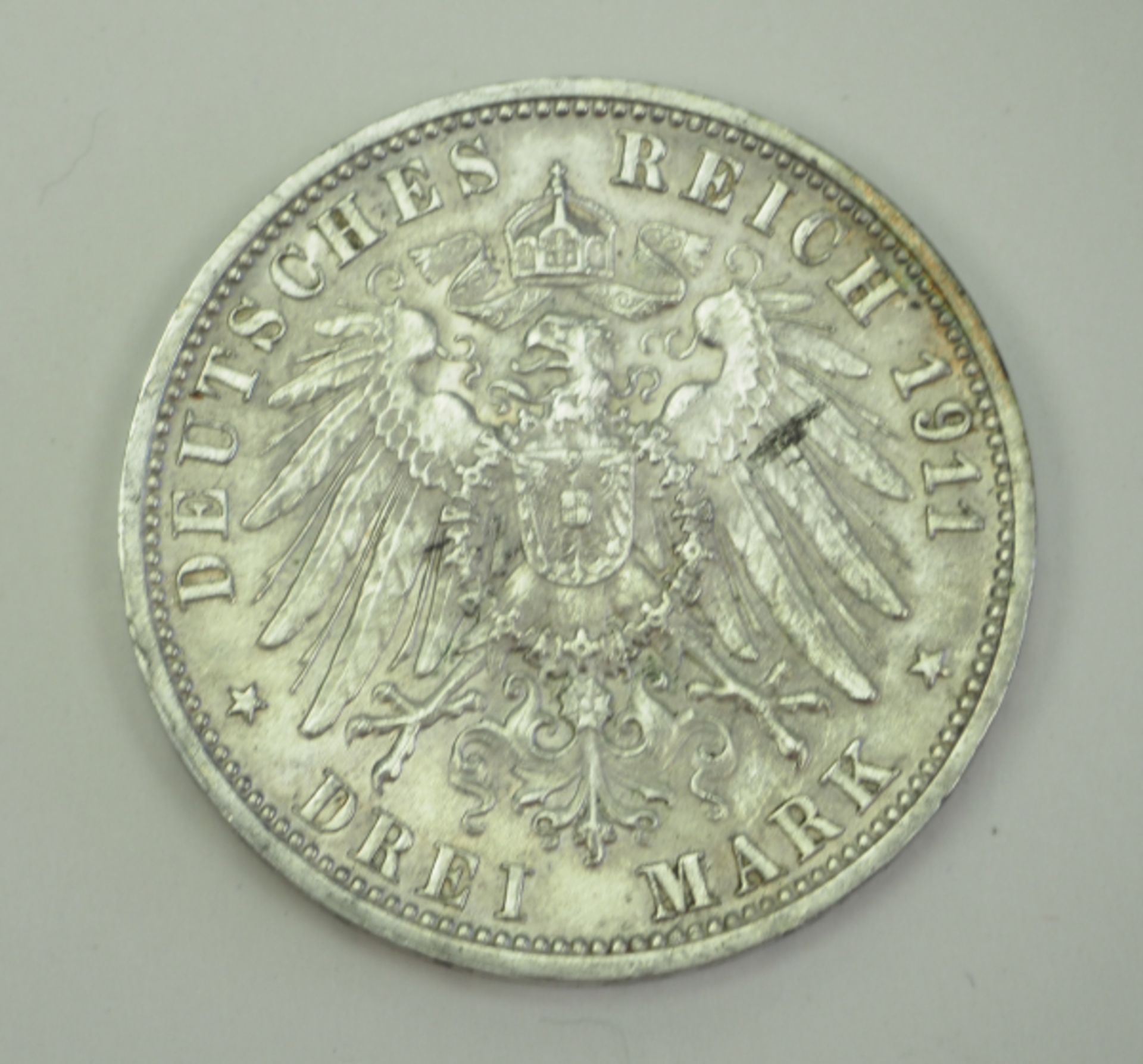 Württemberg: Wilhelm II., 3 Mark 1911.Silber.Zustand: I-II - Bild 2 aus 2