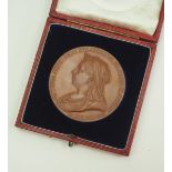 Großbritannien: Medallie auf das 60jährige Krönungsjubiläum von Königin Victoria, in Bronze, im