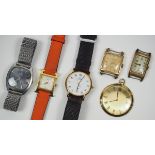 Lot Uhren.Diverse, Marken: Hermes, Doxa, Laco, Omega und Junghans.Zustand: II