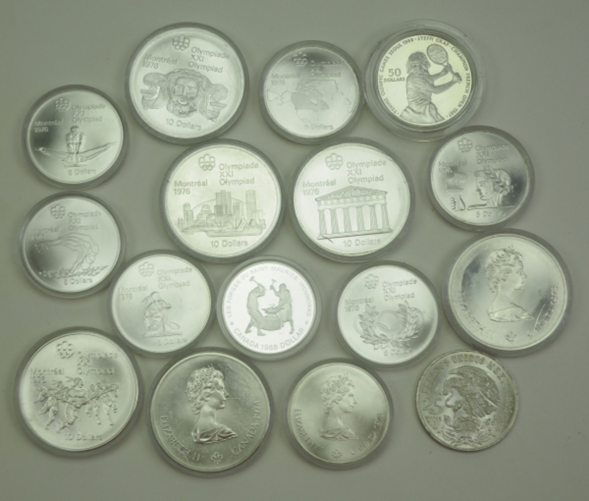 Sammlung Münzen - SILBER.Diverse, zumeist gekapselt, ca. 600g.Zustand: II