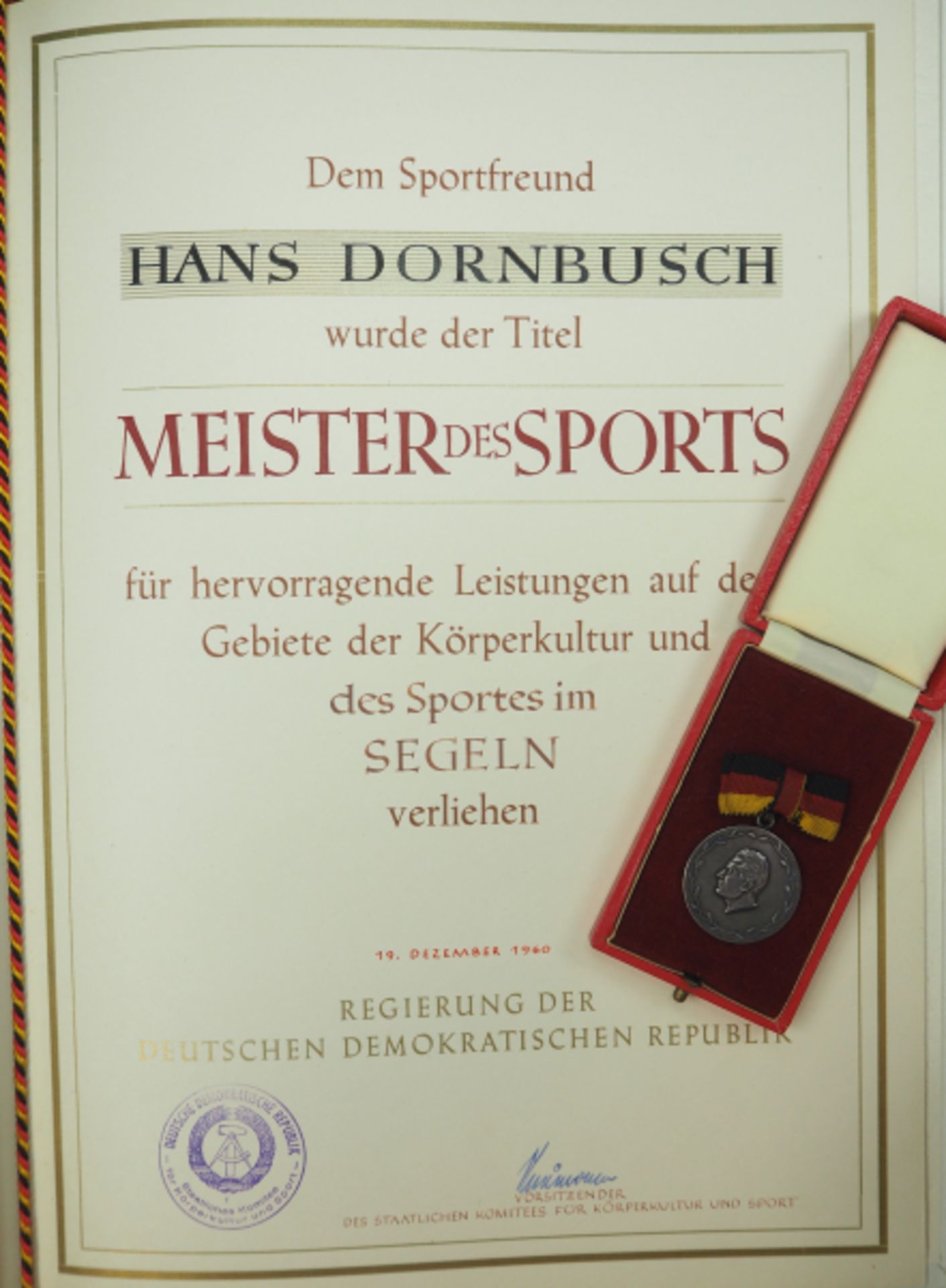 DDR: Nachlass des Segel-Meistes und Meister des Sports im Segeln Hans D.1.) Meister des Sports: - Bild 2 aus 4