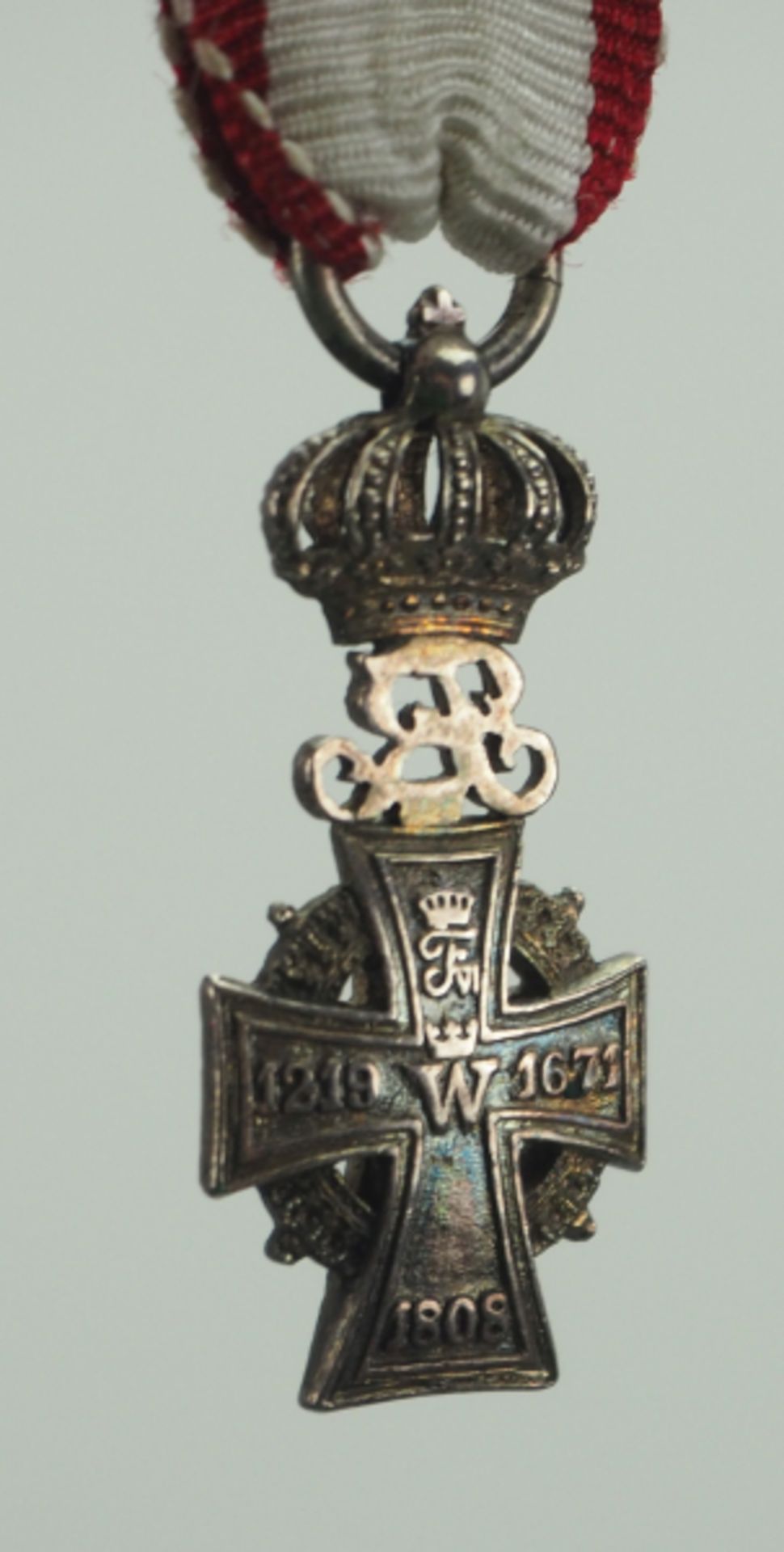 Dänemark: Dannebrog Orden, Frederik VIII. (1906-1912), Dannebrog )Männer Kreuz Miniatur.Silber, - Image 2 of 2