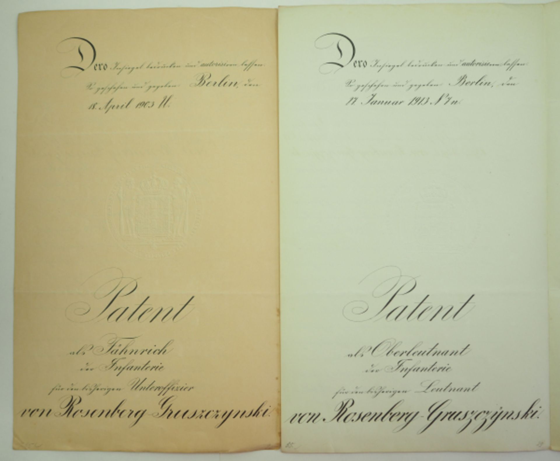 Preussen: Lot Beförderungspatente des Oberslteutnant a.D. Alfred Wilhelm von Rosenberg- - Bild 2 aus 2