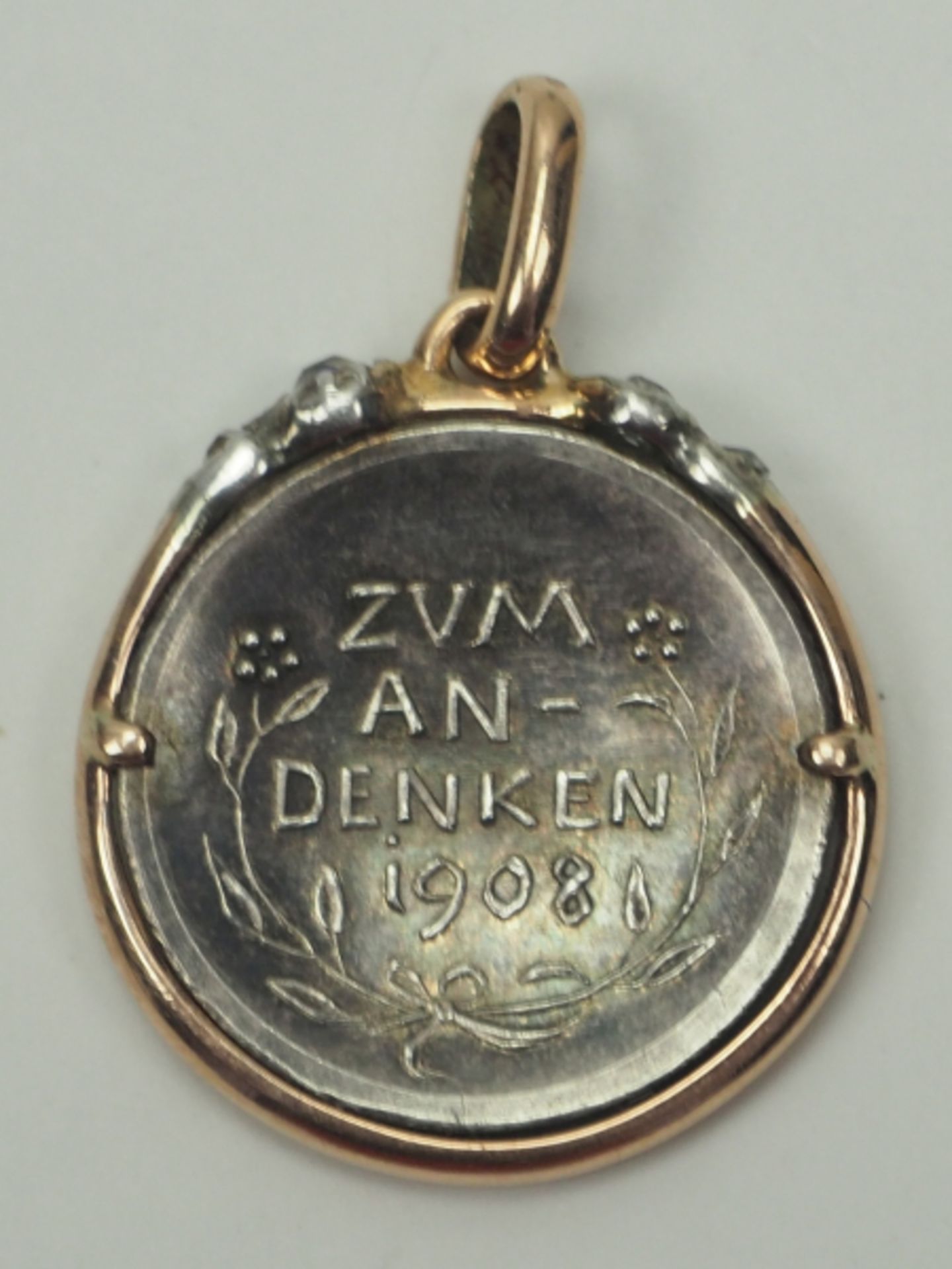 Bayern: Erinnerungsmedaille des Prinzregenten Ludwig 1908.Silber, in Fassung aus Gold, diese mit 4 - Image 4 of 4