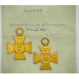Bayern: Luitpoldkreuz für 40 Dienstjahre im Staats- und Gemeindedienst - 2 Exemplare.Je vergoldet.