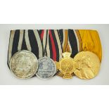 Preussen: Ordenschnalle eines Veteranen der Kriege 1866 und 1870/71.1.) Krieger-Verdienstmedaille,