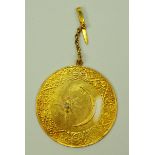 Türkei: Sultans Medaille für Ägypten.Vergoldet, um die Thugra einfache Gravur "58. Reg. EGYPT 21.